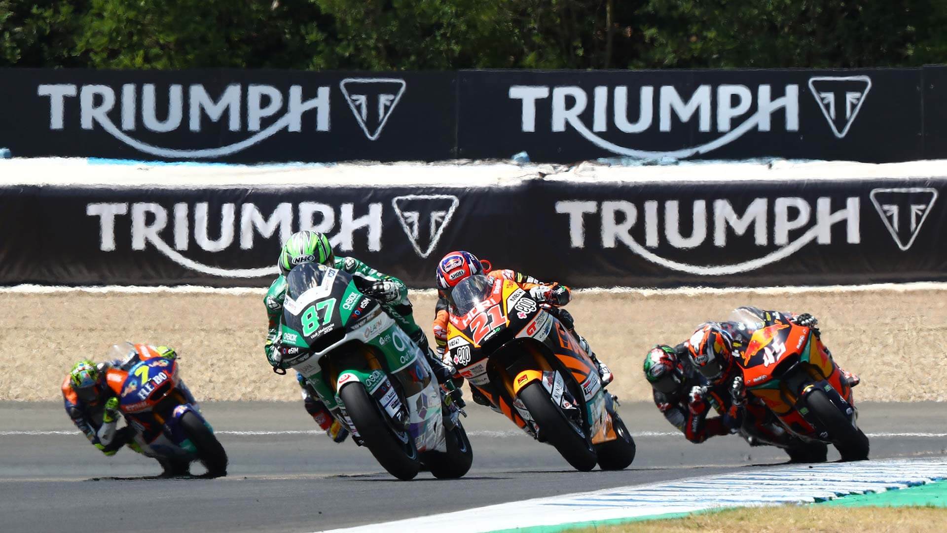 Riders on the Moto2 track